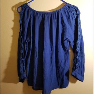 Blue Shirt with arm cut outs